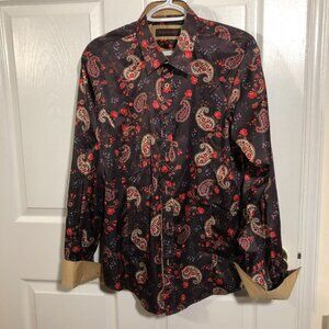 Young Republic men casual Brown red paisley shirt, L